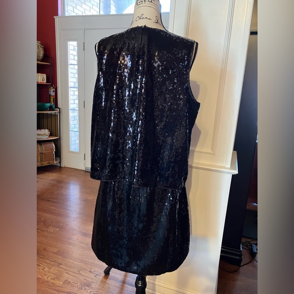 2 PC SET ~J.CREW FACTORY BLACK SRQUIN TOP & SKIRT - Picture 4 of 13